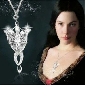 Lord of the Rings Silver Crystal Pendant Necklace (LOTR Arwen Evenstar Elf elves